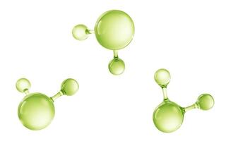Transparent green molecules with different angles, 3d rendering. photo