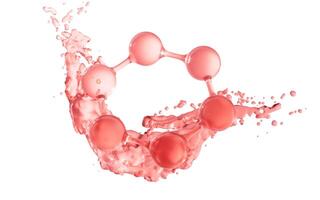 Molecule and flowing water liquid background, 3d rendering. photo
