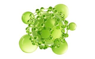 Green molecule and soft bubbles background, 3d rendering. photo