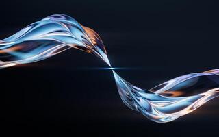 Dark transparent glass curves background, 3d rendering. photo