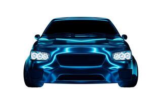 Car with dark neon color, 3d rendering. photo