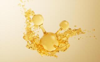 Molecule and flowing water liquid background, 3d rendering. photo