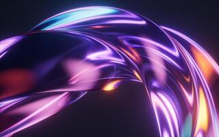 Dark transparent glass curves background, 3d rendering. photo