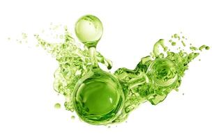 Molecule and flowing water liquid background, 3d rendering. photo