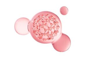 Pink molecule and soft bubbles, 3d rendering. photo