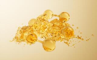 Molecule and flowing water liquid background, 3d rendering. photo