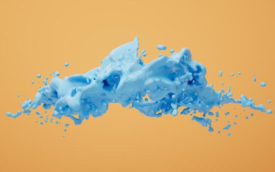 Flowing fluid with splashing shape background, 3d rendering. photo