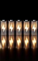 3D fast charge battery on black background, energy technology concept, 3d rendering. photo