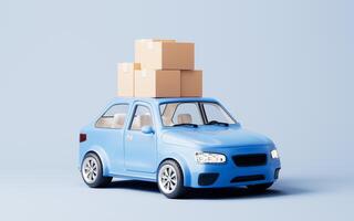 3D style automobile car and cargo boxes, 3d rendering. photo