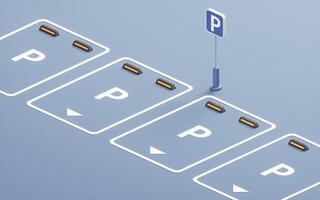 Empty parking space in a parking lot, 3d rendering. photo
