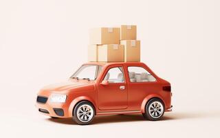 3D style automobile car and cargo boxes, 3d rendering. photo