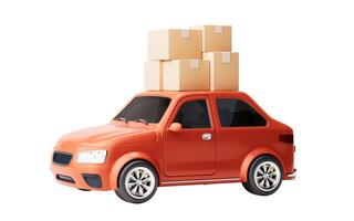 3D style automobile car and cargo boxes, 3d rendering. photo