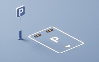 Empty parking space in a parking lot, 3d rendering. photo