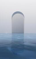 Bright room with water surface, 3d rendering. photo