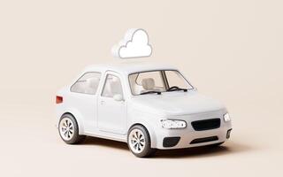 Realistic 3D style automobile car with cloud computing, 3d rendering. photo
