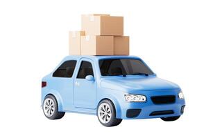 3D style automobile car and cargo boxes, 3d rendering. photo