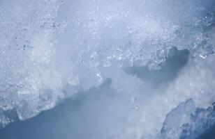 Detail of winter nature in countryside. Melting snow surface. photo
