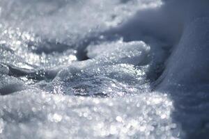 Detail of winter nature in countryside. Melting snow surface. photo