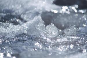 Detail of winter nature in countryside. Melting snow surface. photo