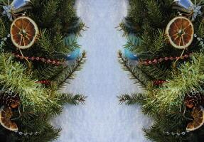 Christmas wreath on the snow photo