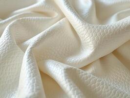 Elegant White Leather Material Textured Surface Close-Up photo