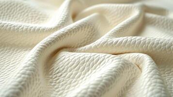 Textured White Leather Material Draped Softly for Textile Display photo