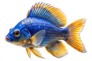 Blue ornamental fish isolated on white background photo