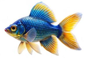 Blue ornamental fish isolated on white background photo