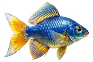 Blue ornamental fish isolated on white background photo