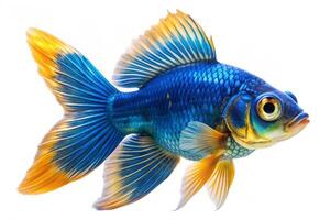 Blue ornamental fish isolated on white background photo