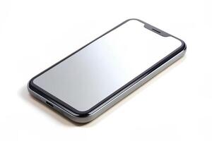 3d blank phone screen isolated on white background photo