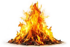 Fire photo isolated on White background