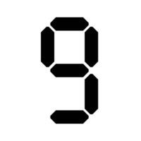 digital 7-Segment number Showing 9 in Black color with White Background photo