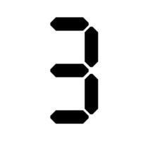 digital 7-Segment number Showing 3 in Black color with White Background photo