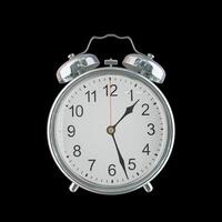 01h 27m AM or PM Vintage Steel Alarm Clock photo