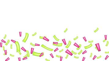 3d Confetti Firecracker Ribbon Paper Element Set. Bright colored figures fly in different directions. Poster design postcard banner web design. . vector