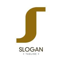 Simple curvy geometric S letter typography logo template, flat modern design and golden color vector