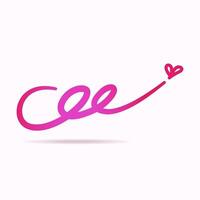 Spring bouncing up pink heart, hand drawn symbol vector