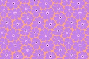 retro purple flowers pattern background for print wrapping, banner, card. abstract flowers pattern. doodle colorful flower. floral botanical seamless pattern peach background. cute flower pattern vector