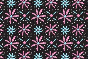 retro floral flower pattern for print wrapping, banner, card design. doodle colorful flowers. vintage flowers pattern. botanical seamless pattern black background. cute flower seamless pattern vector