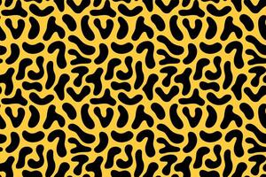 yellow liquid abstract seamless pattern. fluid trendy pattern background. doodle chaotic stains, blobs, worms, squiggly bold line, splashes illustration pattern for print wrapping, banner, card. vector