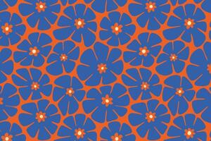 retro blue flowers pattern background for print wrapping, banner, card. abstract flowers pattern. doodle colorful flower. floral botanical seamless pattern orange background. cute flower pattern vector