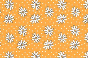 retro daisies flower pattern for gift wrapping. doodle daisy flower. vintage flower pattern background. floral seamless pattern yellow background. colorful flower seamless pattern background. vector