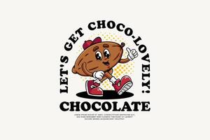 Cocoa Bean Icon Illustration. Cocoa or Cacao Pods Retro Logo Mascot Cartoon Character with Walking Pose and Thumbs Up Hand Suitable for Web Landing Page, Banner, Flyer, Sticker, Card vector