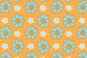 retro daisies flower pattern for print wrapping, banner, card design. doodle colorful daisy flower. vintage flowers pattern. floral seamless pattern yellow background. cute flower seamless pattern vector