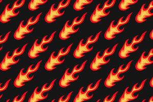 vintage orange yellow fire seamless pattern for print on textile, wrapping,banner, card. abstract fire pattern on black background. old school flaming pattern. groovy flame seamless pattern vector
