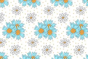 funky flowers and dot pattern for print wrapping, banner, card. doodle colorful flower. abstract flowers pattern. floral seamless pattern white background. cute flower seamless pattern vector