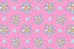 fancy colorful flower pattern for gift wrapping. doodle daisy flower. vintage flower pattern background print. floral seamless pattern pink background. cute flower seamless pattern background. vector