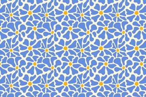 retro blue flowers pattern background for print wrapping, banner, card. abstract flowers pattern. doodle colorful flower. floral botanical seamless pattern white background. cute flower pattern vector
