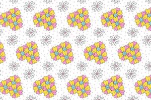 fancy flowers and dot pattern for print wrapping, banner, card. doodle colorful flower. abstract flowers pattern. retro floral seamless pattern white background. cute flower seamless pattern vector